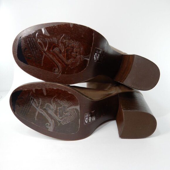 FREE PEOPLE Elle Block Heel Slouch Boots Size 39.5 9.5 Taupe Brown Leather NEW - Picture 13 of 14